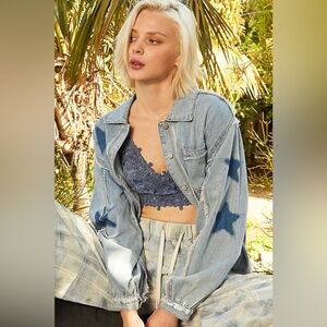 ⚡️ POL “ Indigo Star “ Denim Star Print Jacket | Denim Blue - Last One
